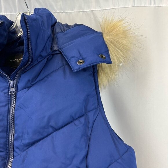 Banana Republic Womens Vest Blue Zipper Detachable Hood Elastic Waist Pockets S - Picture 4 of 10